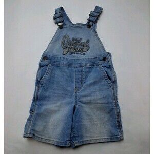 OshKosh B'Gosh Denim Co. Toddler 4T Light Wash Denim Shortalls Embroidered Logo